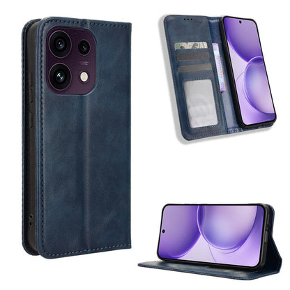 For OPPO Reno16 F 5G / Reno16 FS 5G Magnetic Buckle Retro Texture Leather Phone Case - Blue - EDA005048554C