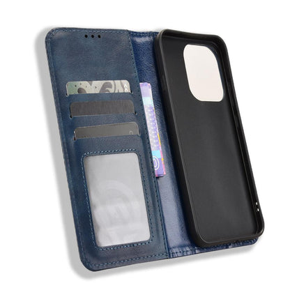 For OPPO Reno16 F 5G / Reno16 FS 5G Magnetic Buckle Retro Texture Leather Phone Case - Blue - EDA005048554C