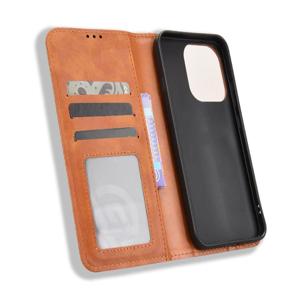 For OPPO Reno16 F 5G / Reno16 FS 5G Magnetic Buckle Retro Texture Leather Phone Case - Brown - EDA005048554D