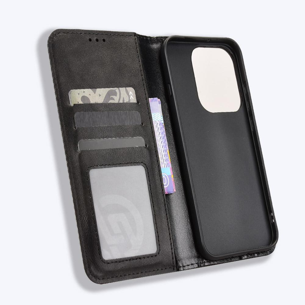 For OPPO Reno16 Pro 5G / Reno 16 5G Global Magnetic Buckle Retro Texture Leather Phone Case - Black - EDA005048555A