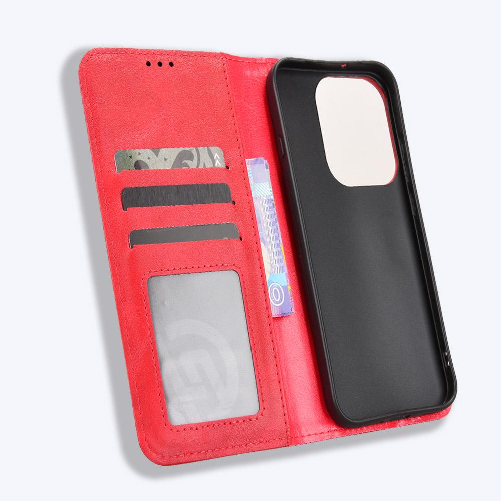 For OPPO Reno16 Pro 5G / Reno 16 5G Global Magnetic Buckle Retro Texture Leather Phone Case - Red - EDA005048555B