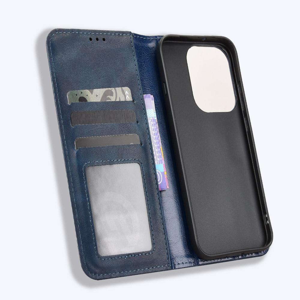 For OPPO Reno16 Pro 5G / Reno 16 5G Global Magnetic Buckle Retro Texture Leather Phone Case - Blue - EDA005048555C