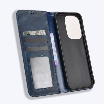 For OPPO Reno16 Pro 5G / Reno 16 5G Global Magnetic Buckle Retro Texture Leather Phone Case - Blue - EDA005048555C