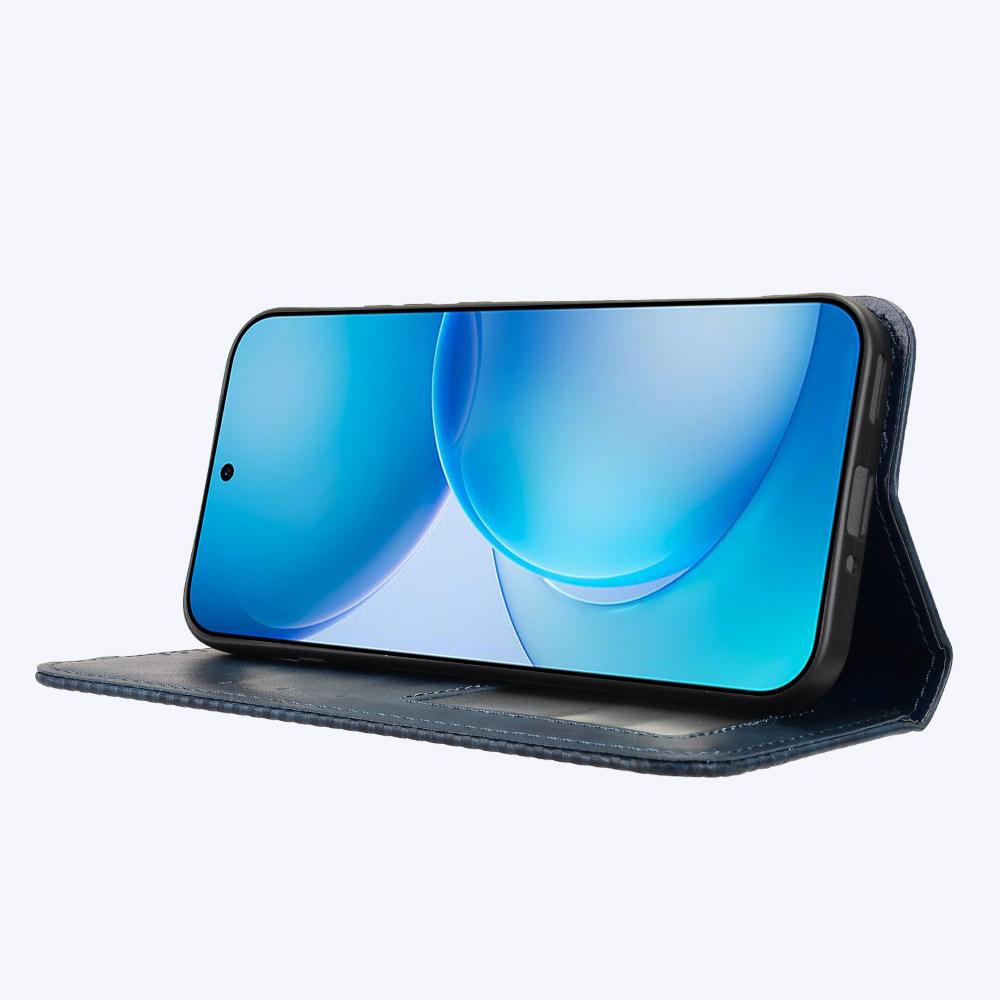 For OPPO Reno16 Pro 5G / Reno 16 5G Global Magnetic Buckle Retro Texture Leather Phone Case - Blue - EDA005048555C
