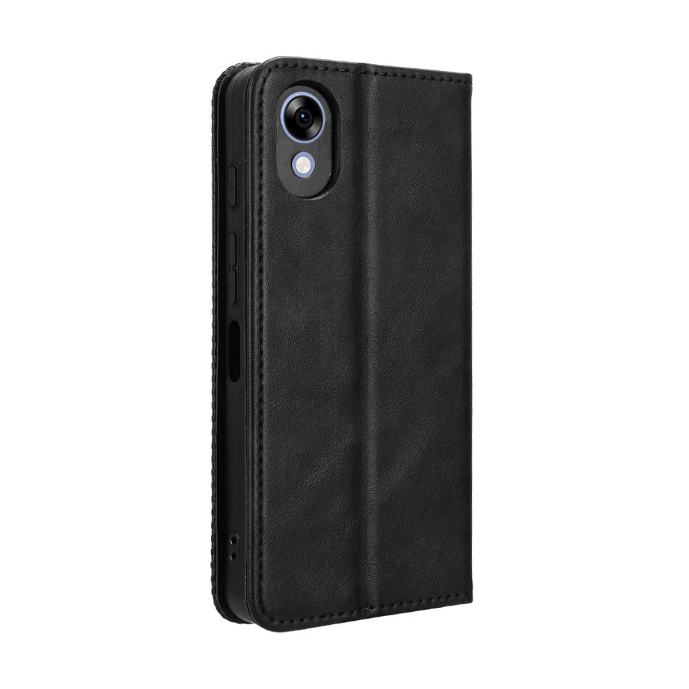 For ZTE Kantan Sumaho5 A601ZT Magnetic Buckle Retro Texture Leather Phone Case - Black - EDA005050754A