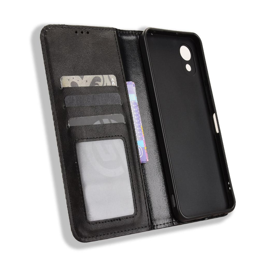 For ZTE Kantan Sumaho5 A601ZT Magnetic Buckle Retro Texture Leather Phone Case - Black - EDA005050754A