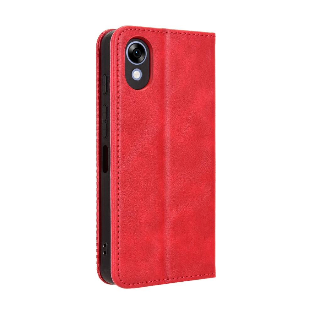 For ZTE Kantan Sumaho5 A601ZT Magnetic Buckle Retro Texture Leather Phone Case - Red - EDA005050754B