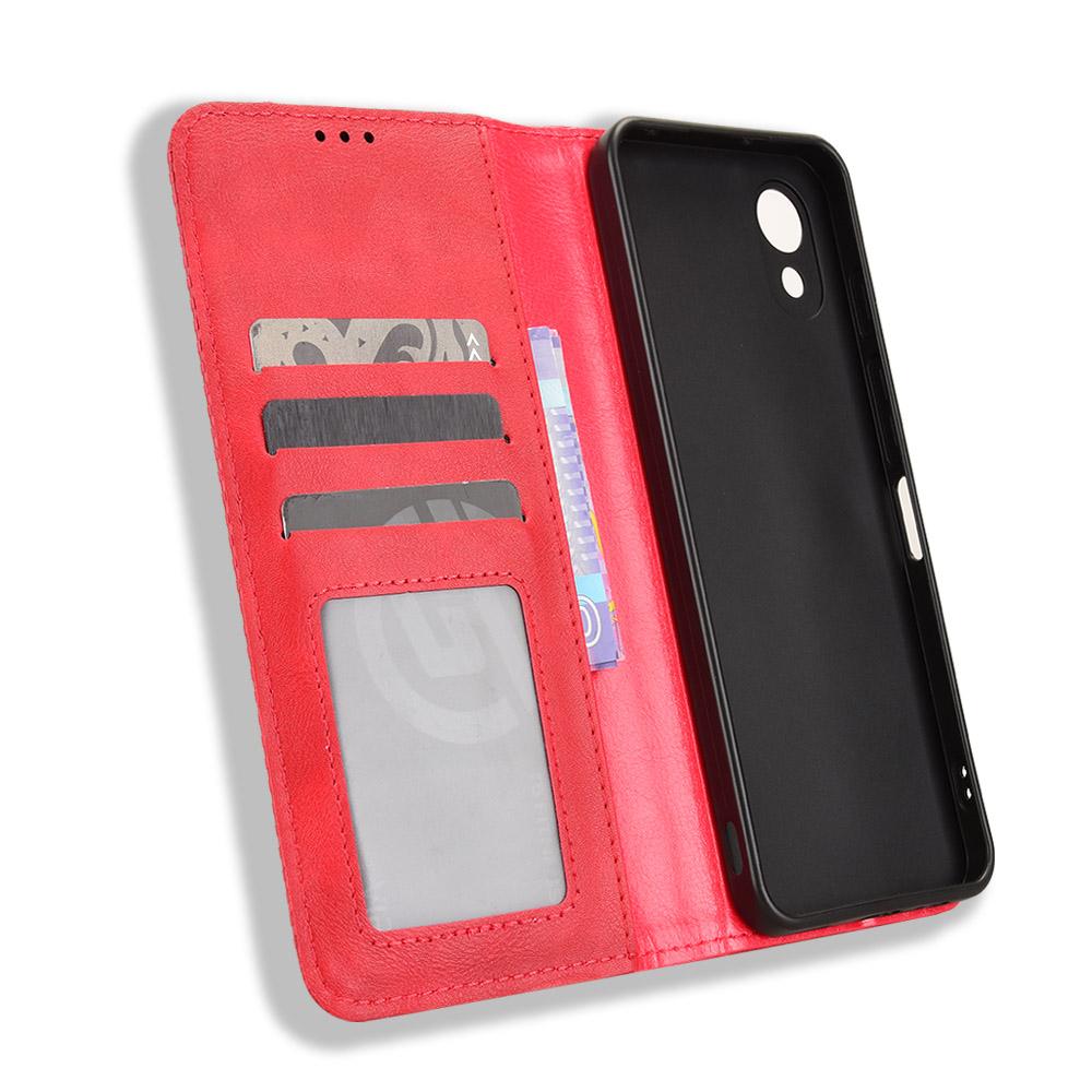 For ZTE Kantan Sumaho5 A601ZT Magnetic Buckle Retro Texture Leather Phone Case - Red - EDA005050754B