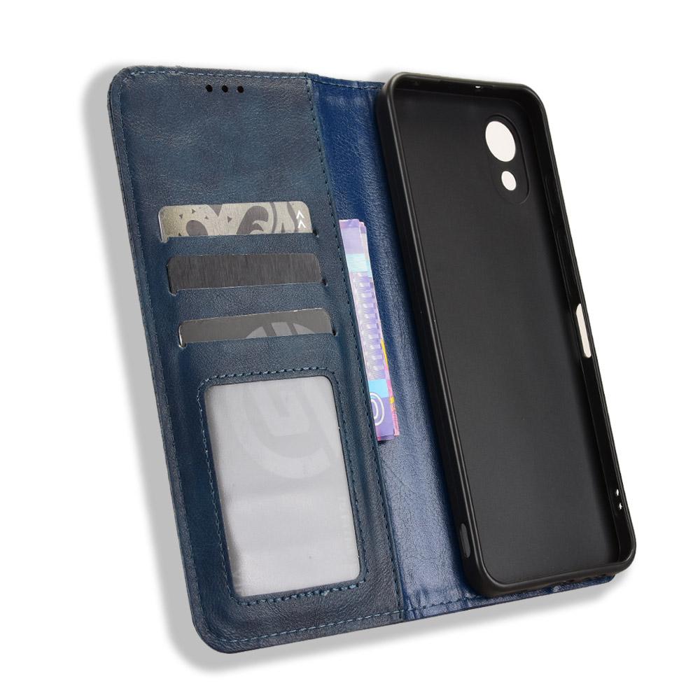 For ZTE Kantan Sumaho5 A601ZT Magnetic Buckle Retro Texture Leather Phone Case - Blue - EDA005050754C