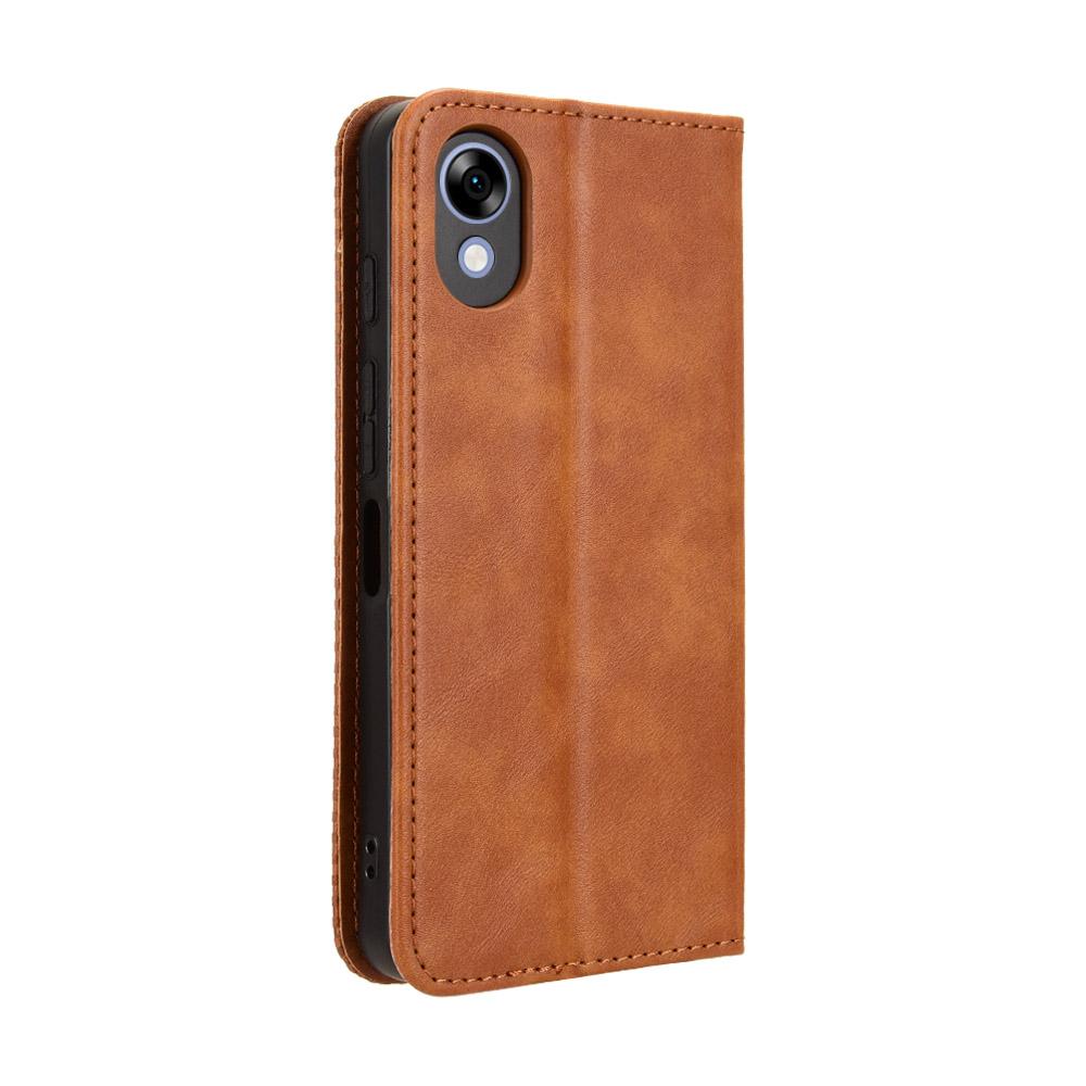 For ZTE Kantan Sumaho5 A601ZT Magnetic Buckle Retro Texture Leather Phone Case - Brown - EDA005050754D
