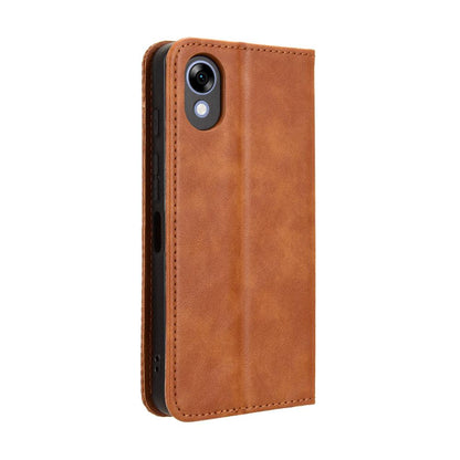 For ZTE Kantan Sumaho5 A601ZT Magnetic Buckle Retro Texture Leather Phone Case - Brown - EDA005050754D