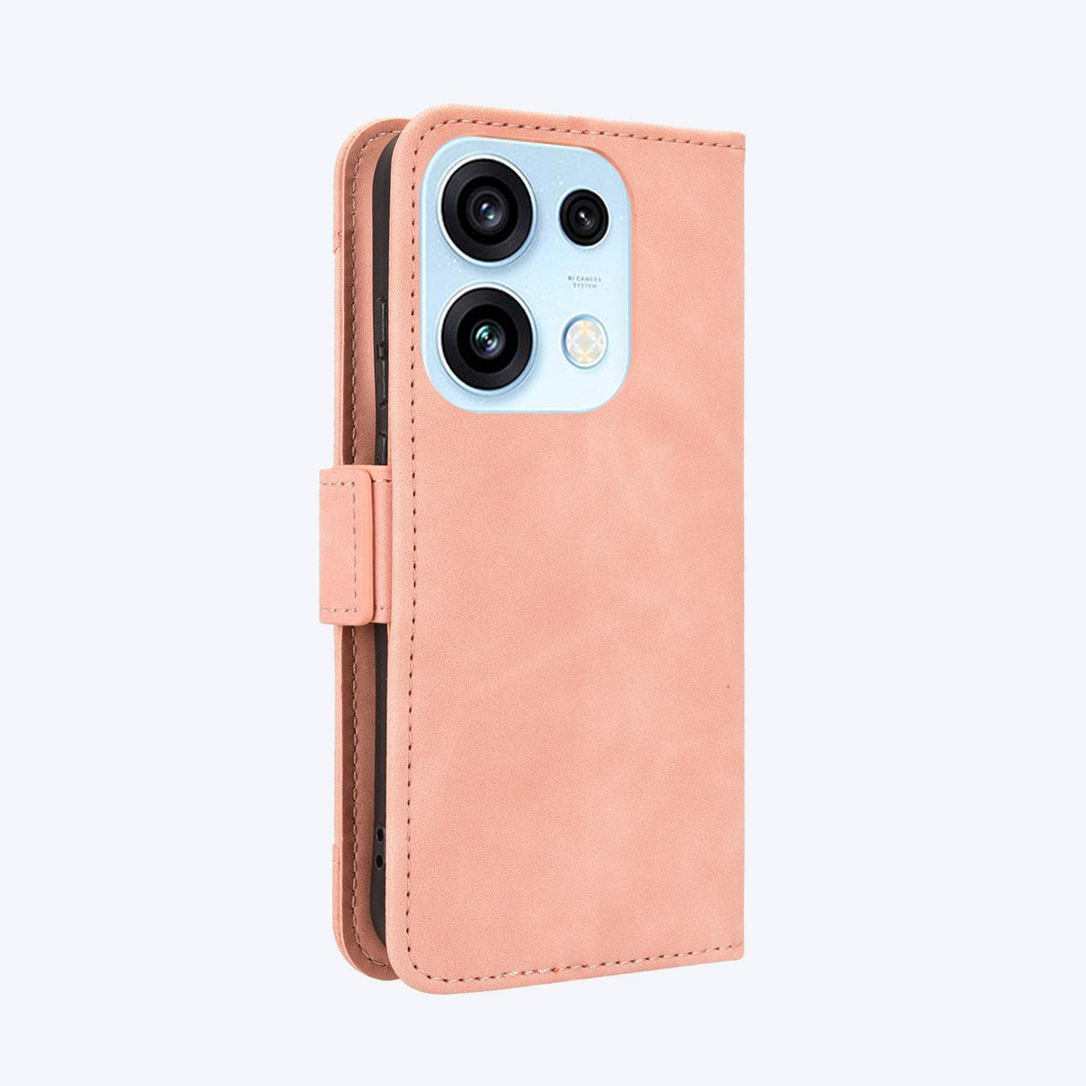 For OPPO Reno16 Pro 5G / Reno 16 5G Global Skin Feel Calf Texture Card Slots Leather Phone Case - Pink - EDA005051055A