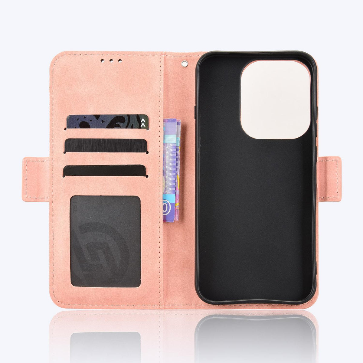 For OPPO Reno16 Pro 5G / Reno 16 5G Global Skin Feel Calf Texture Card Slots Leather Phone Case - Pink - EDA005051055A
