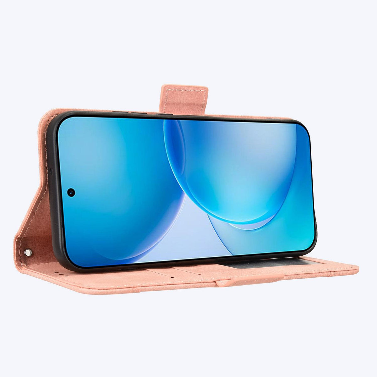 For OPPO Reno16 Pro 5G / Reno 16 5G Global Skin Feel Calf Texture Card Slots Leather Phone Case - Pink - EDA005051055A