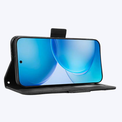 For OPPO Reno16 Pro 5G / Reno 16 5G Global Skin Feel Calf Texture Card Slots Leather Phone Case - Black - EDA005051055B
