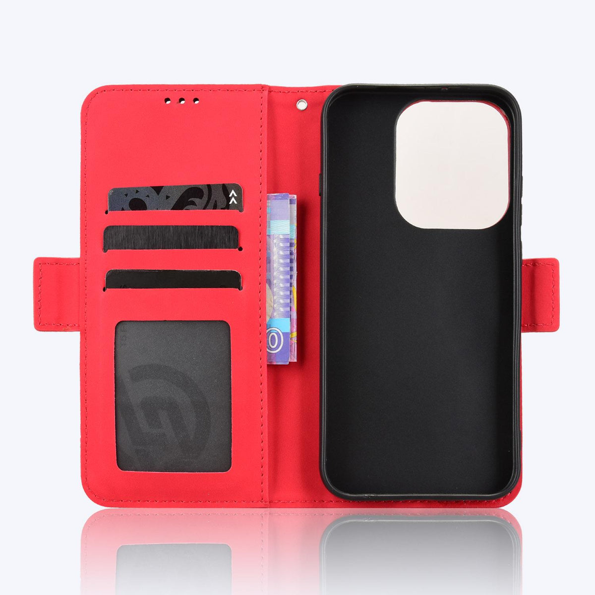 For OPPO Reno16 Pro 5G / Reno 16 5G Global Skin Feel Calf Texture Card Slots Leather Phone Case - Red - EDA005051055C