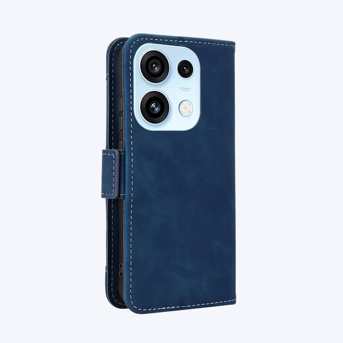 For OPPO Reno16 Pro 5G / Reno 16 5G Global Skin Feel Calf Texture Card Slots Leather Phone Case - Blue - EDA005051055D