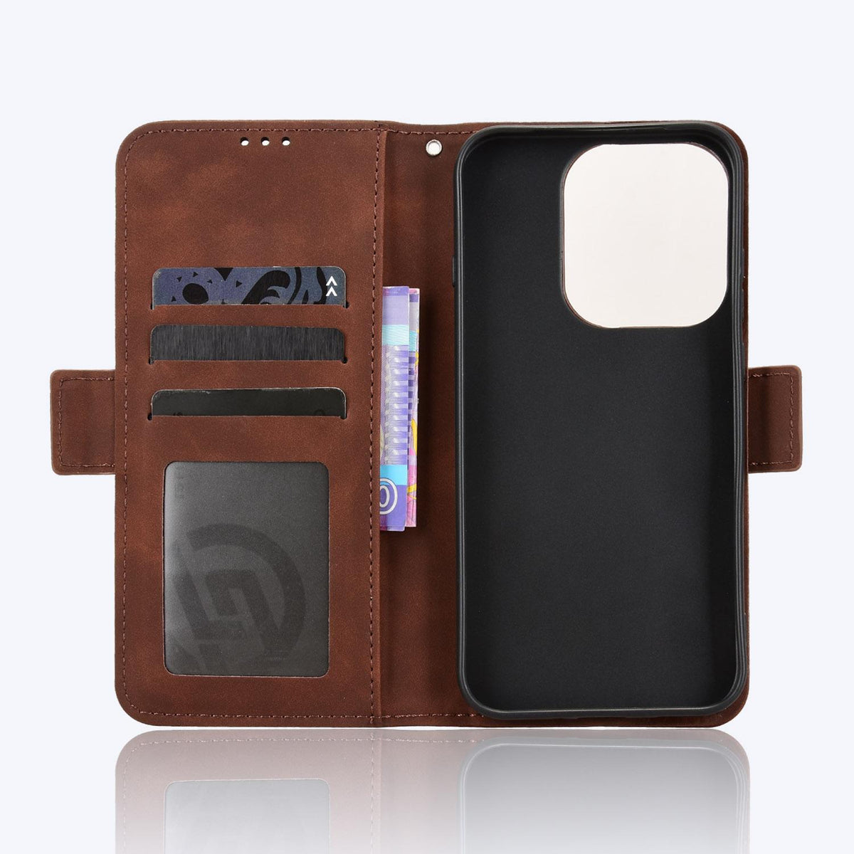 For OPPO Reno16 Pro 5G / Reno 16 5G Global Skin Feel Calf Texture Card Slots Leather Phone Case - Brown - EDA005051055E