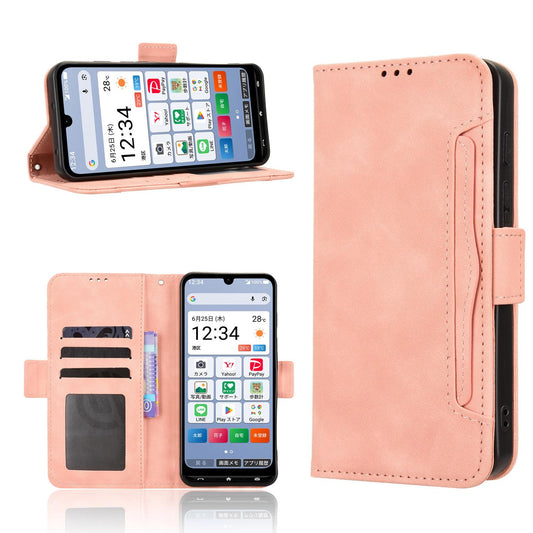 For ZTE Kantan Sumaho5 A601ZT Skin Feel Calf Texture Card Slots Leather Phone Case - Pink - EDA005058855A