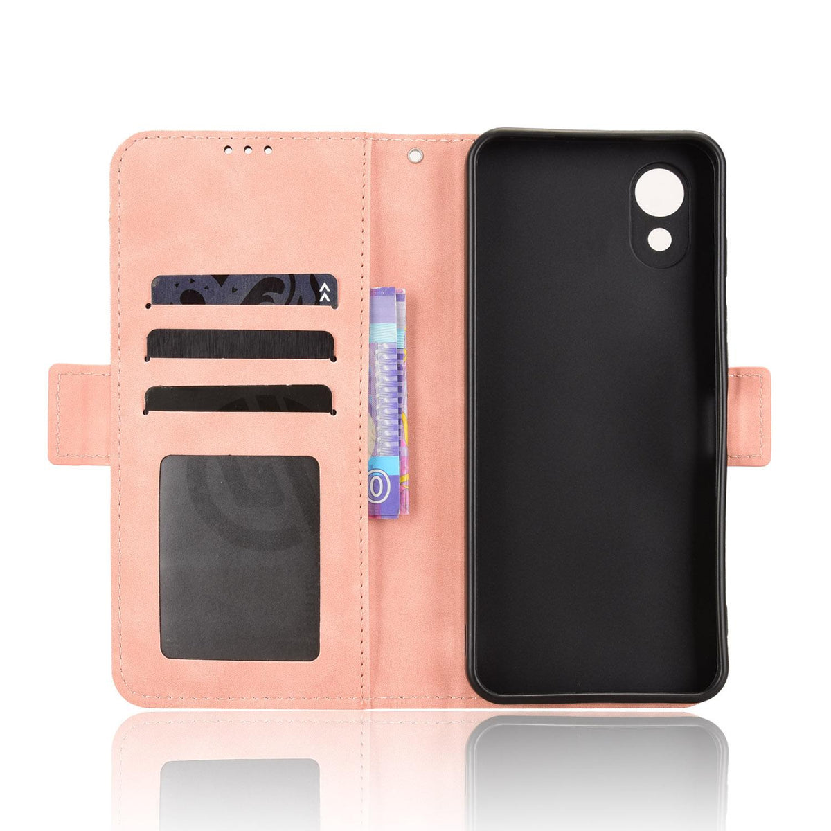 For ZTE Kantan Sumaho5 A601ZT Skin Feel Calf Texture Card Slots Leather Phone Case - Pink - EDA005058855A