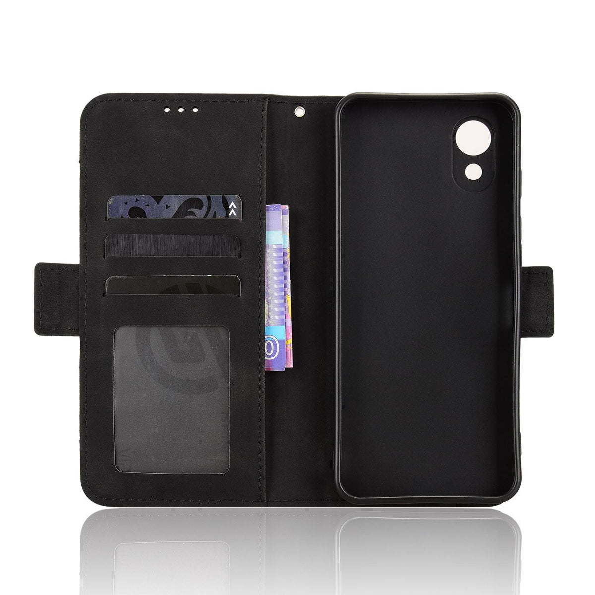 For ZTE Kantan Sumaho5 A601ZT Skin Feel Calf Texture Card Slots Leather Phone Case - Black - EDA005058855B