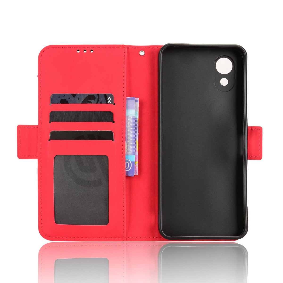 For ZTE Kantan Sumaho5 A601ZT Skin Feel Calf Texture Card Slots Leather Phone Case - Red - EDA005058855C