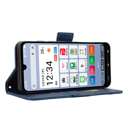 For ZTE Kantan Sumaho5 A601ZT Skin Feel Calf Texture Card Slots Leather Phone Case - Blue - EDA005058855D