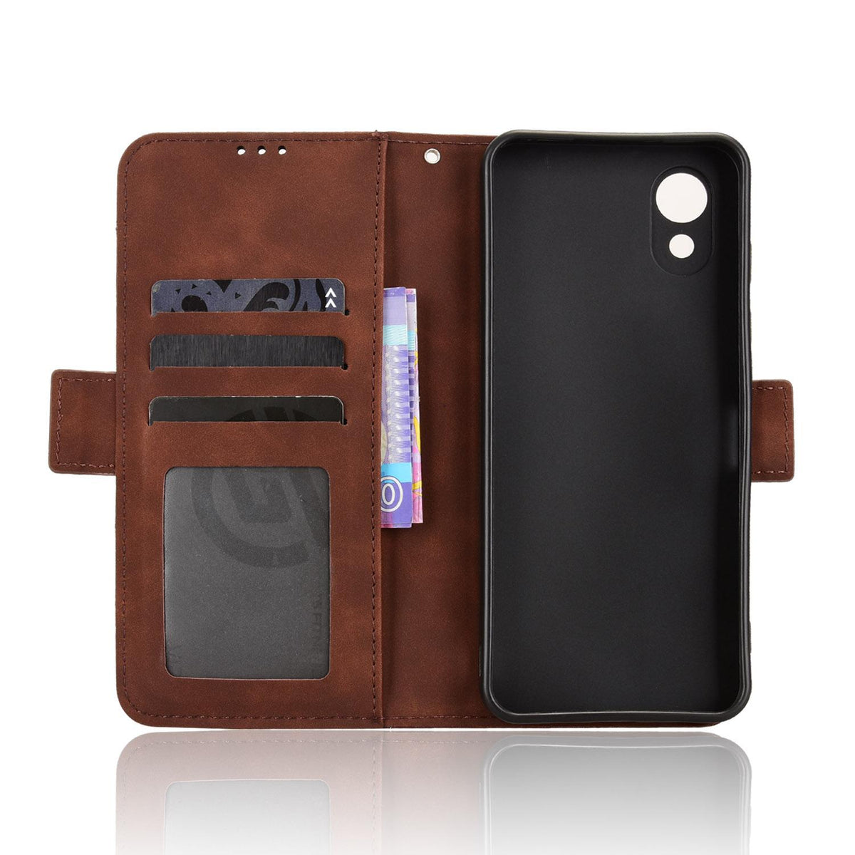 For ZTE Kantan Sumaho5 A601ZT Skin Feel Calf Texture Card Slots Leather Phone Case - Brown - EDA005058855E