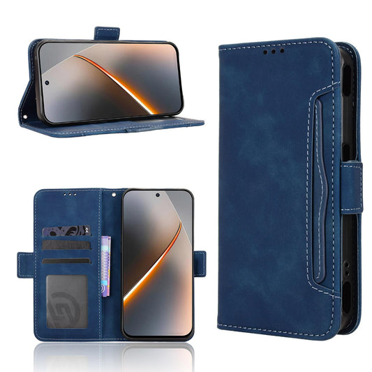 For ZTE nubia Neo 5 5G Skin Feel Calf Texture Card Slots Leather Phone Case - Blue - EDA005058856D