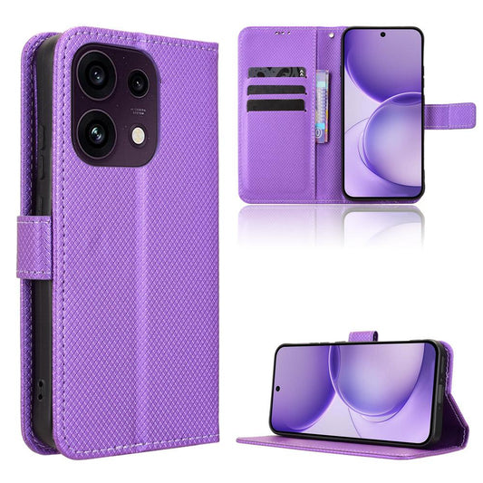 For OPPO Reno16 F 5G / Reno16 FS 5G Diamond Texture Leather Phone Case - Purple - EDA005060852E