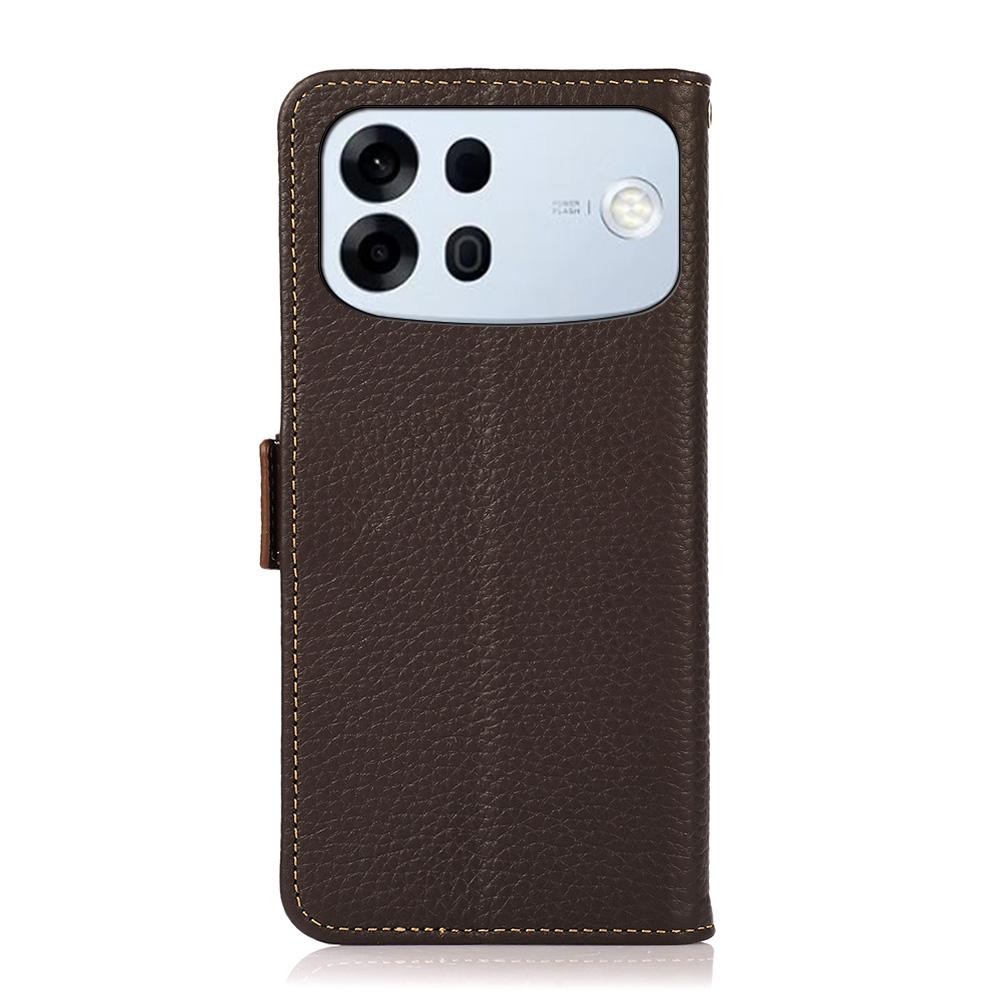 For OPPO A7 Pro Max 5G KHAZNEH Side-Magnetic Litchi Genuine Leather RFID Phone Case(Brown)