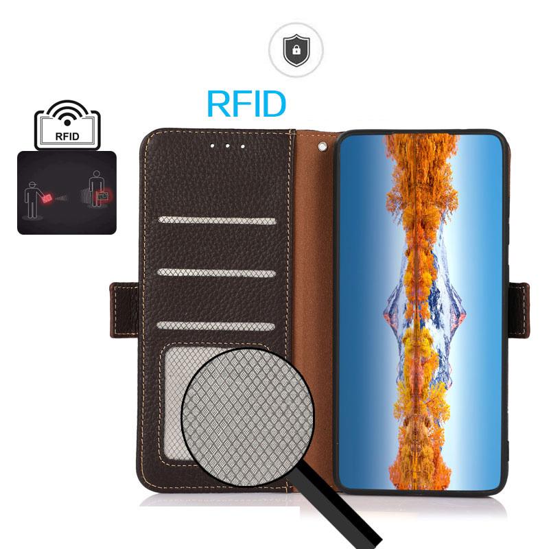 For OPPO A7 Pro Max 5G KHAZNEH Side-Magnetic Litchi Genuine Leather RFID Phone Case(Brown)