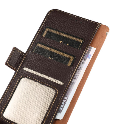 For OPPO A7 Pro Max 5G KHAZNEH Side-Magnetic Litchi Genuine Leather RFID Phone Case(Brown)