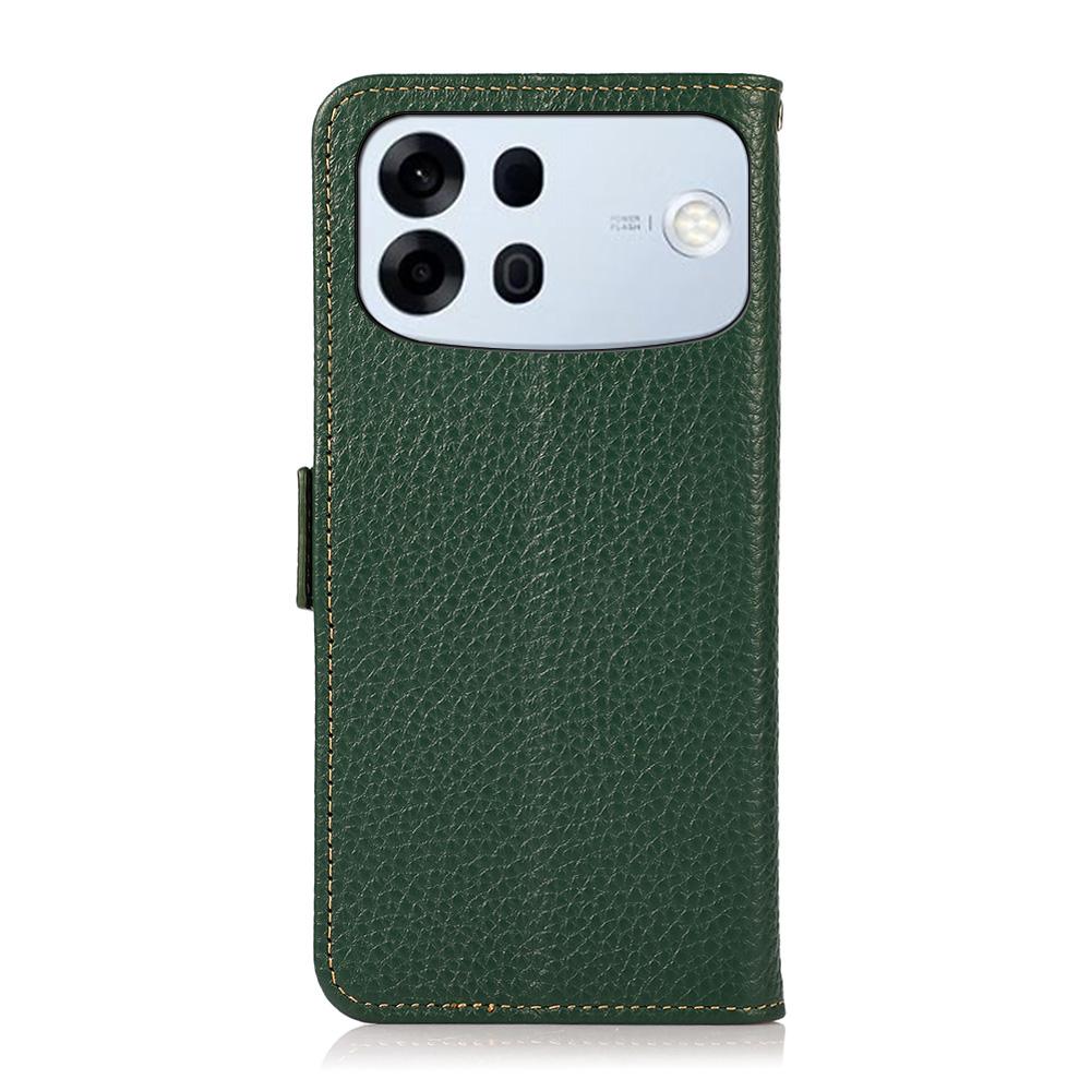 For OPPO A7 Pro Max 5G KHAZNEH Side-Magnetic Litchi Genuine Leather RFID Phone Case(Green)