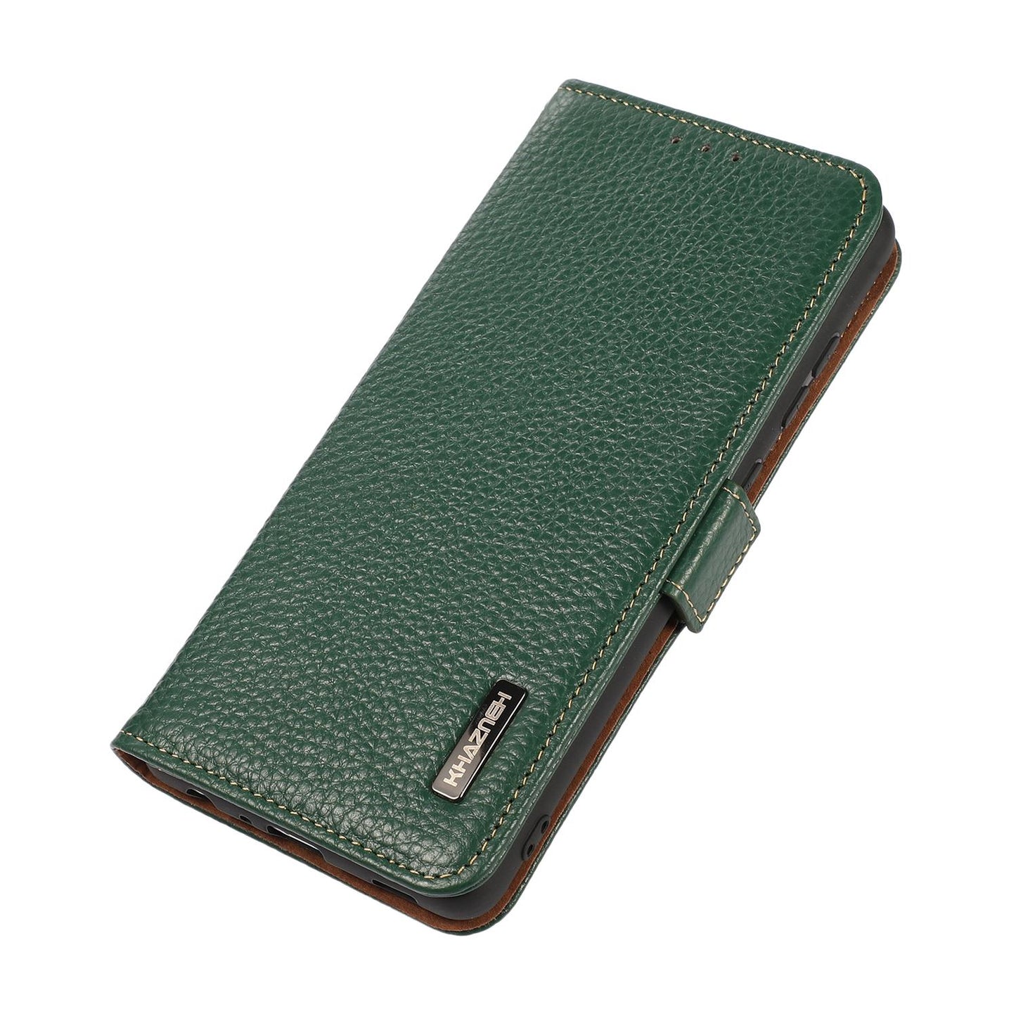 For OPPO A7 Pro Max 5G KHAZNEH Side-Magnetic Litchi Genuine Leather RFID Phone Case(Green)