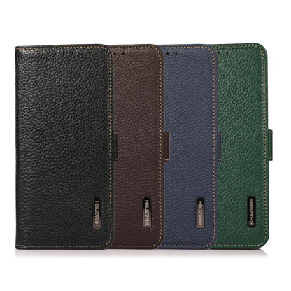 For OPPO A7 Pro Max 5G KHAZNEH Side-Magnetic Litchi Genuine Leather RFID Phone Case(Green)
