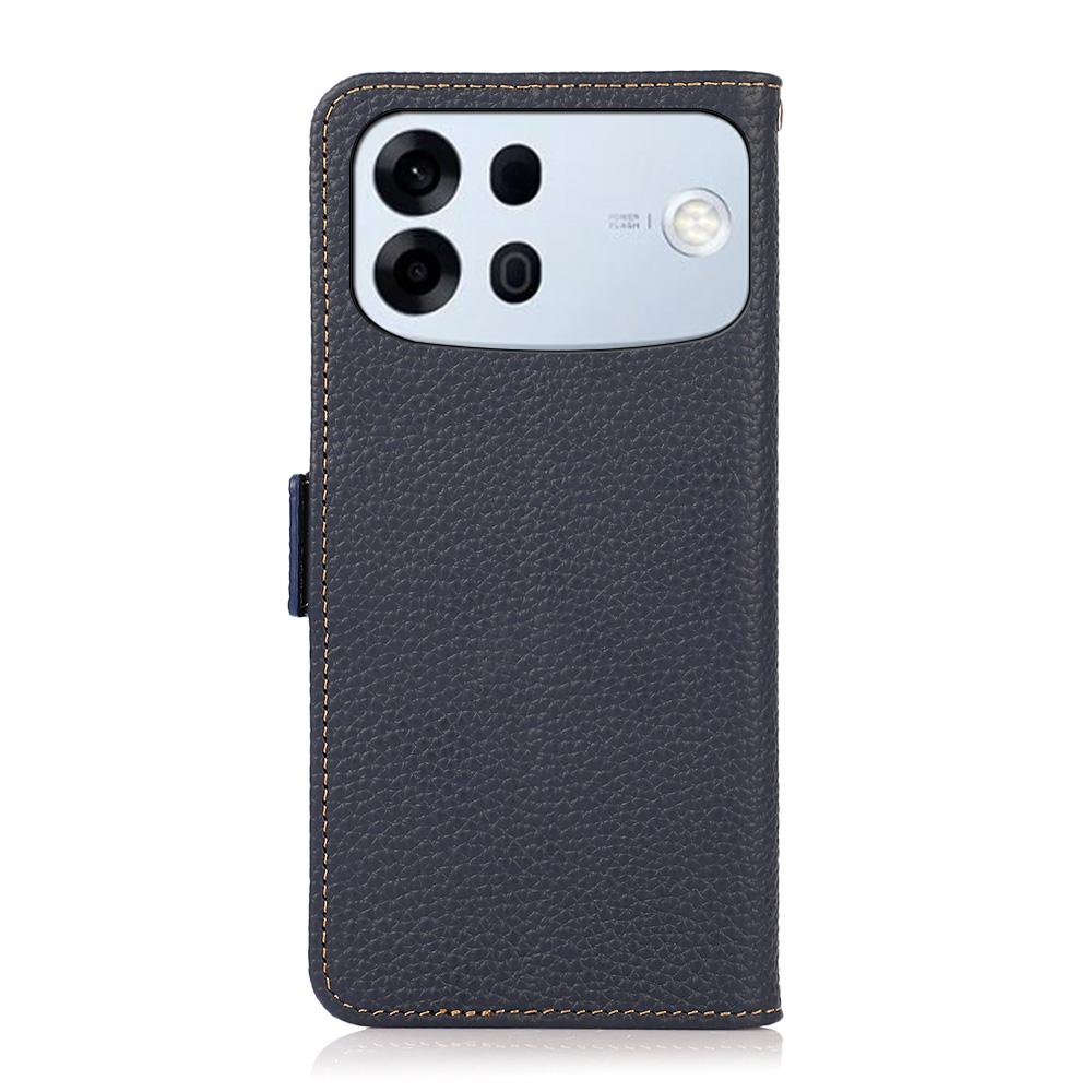 For OPPO A7 Pro Max 5G KHAZNEH Side-Magnetic Litchi Genuine Leather RFID Phone Case(Blue)