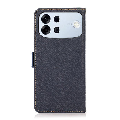 For OPPO A7 Pro Max 5G KHAZNEH Side-Magnetic Litchi Genuine Leather RFID Phone Case(Blue)