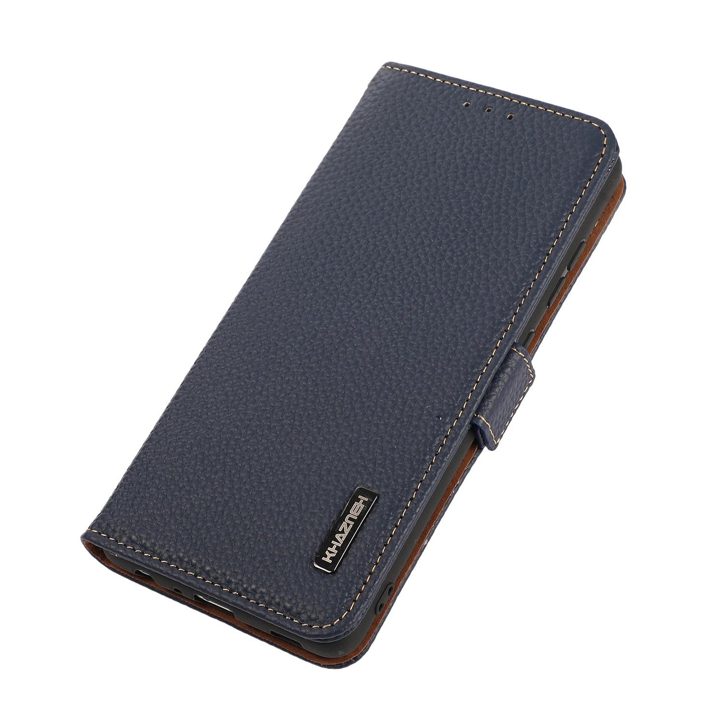 For OPPO A7 Pro Max 5G KHAZNEH Side-Magnetic Litchi Genuine Leather RFID Phone Case(Blue)