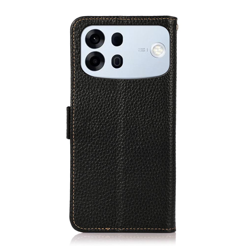For OPPO A7 Pro Max 5G KHAZNEH Side-Magnetic Litchi Genuine Leather RFID Phone Case(Black)