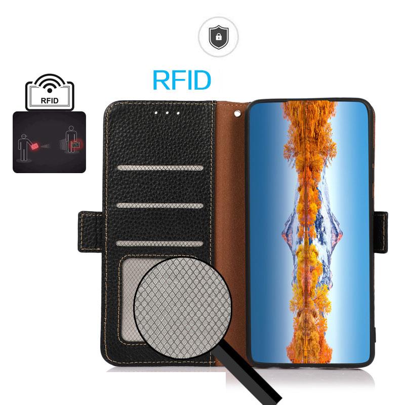 For OPPO A7 Pro Max 5G KHAZNEH Side-Magnetic Litchi Genuine Leather RFID Phone Case(Black)