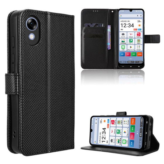 For ZTE Kantan Sumaho5 A601ZT Diamond Texture Leather Phone Case - Black - EDA005063755B