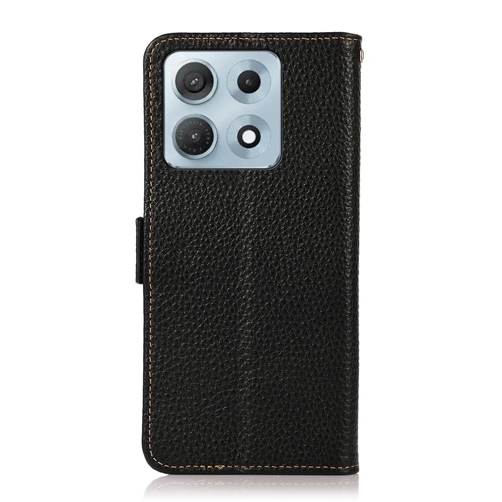 For Motorola Edge 70 Max 5G KHAZNEH Side-Magnetic Litchi Genuine Leather RFID Phone Case(Black)
