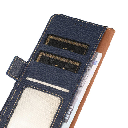 For Motorola Edge 70 Max 5G KHAZNEH Side-Magnetic Litchi Genuine Leather RFID Phone Case(Blue)