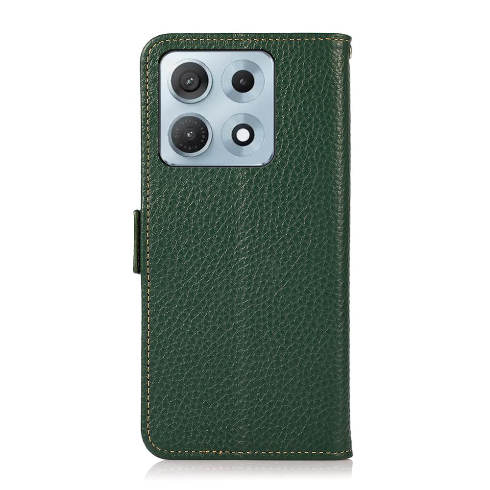 For Motorola Edge 70 Max 5G KHAZNEH Side-Magnetic Litchi Genuine Leather RFID Phone Case(Green)
