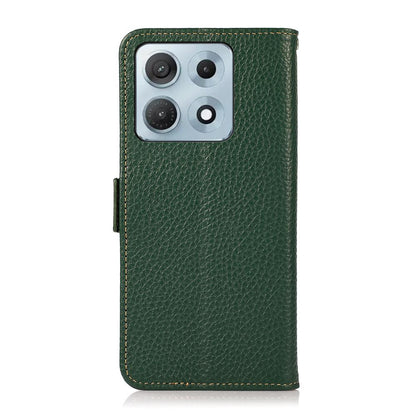 For Motorola Edge 70 Max 5G KHAZNEH Side-Magnetic Litchi Genuine Leather RFID Phone Case(Green)