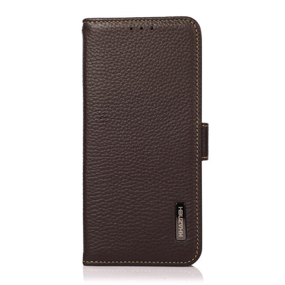 For Motorola Edge 70 Max 5G KHAZNEH Side-Magnetic Litchi Genuine Leather RFID Phone Case(Brown)