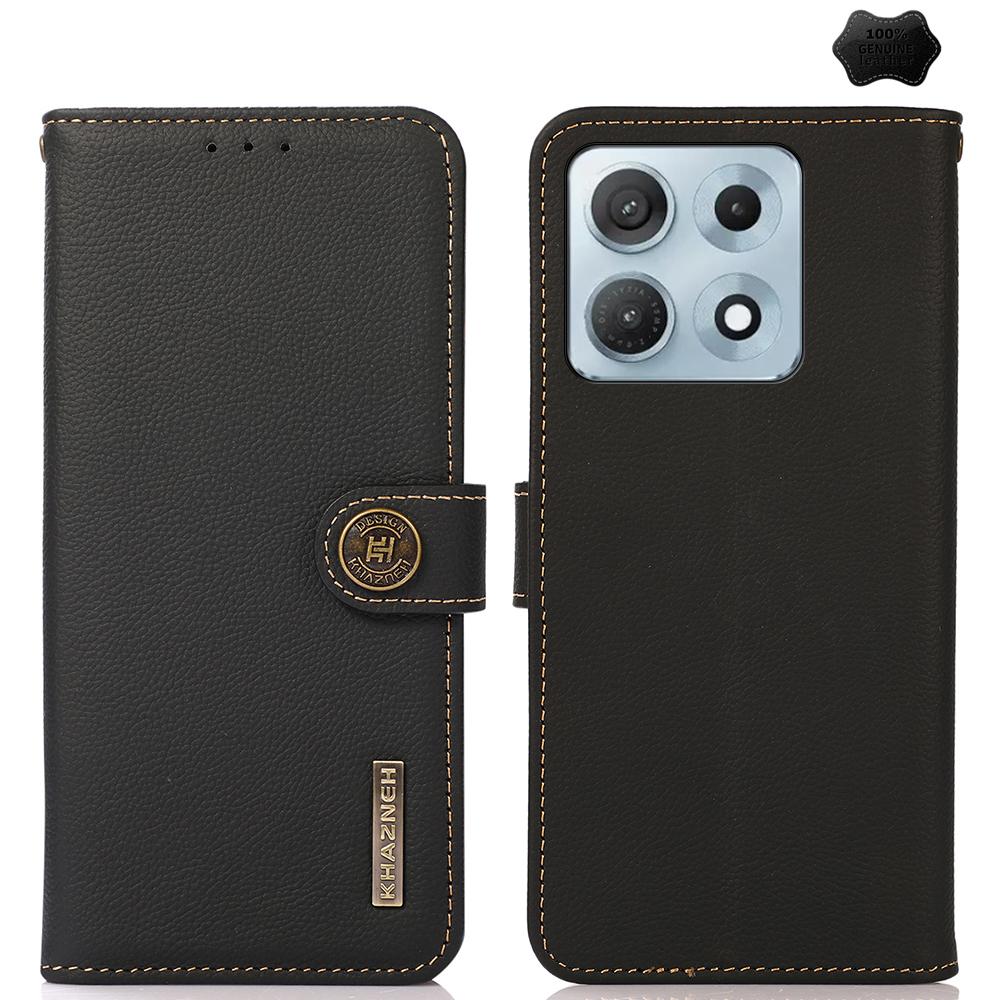 For Motorola Edge 70 Max 5G KHAZNEH Custer Genuine Leather RFID Phone Case(Black)