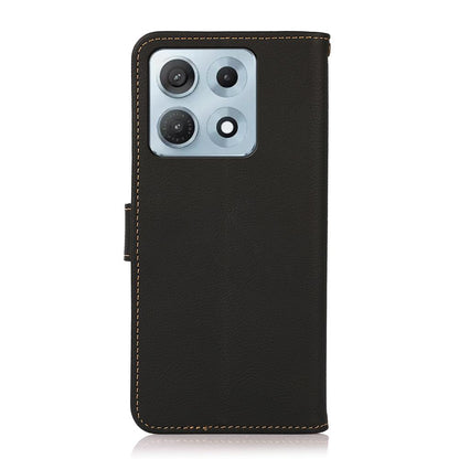 For Motorola Edge 70 Max 5G KHAZNEH Custer Genuine Leather RFID Phone Case(Black)