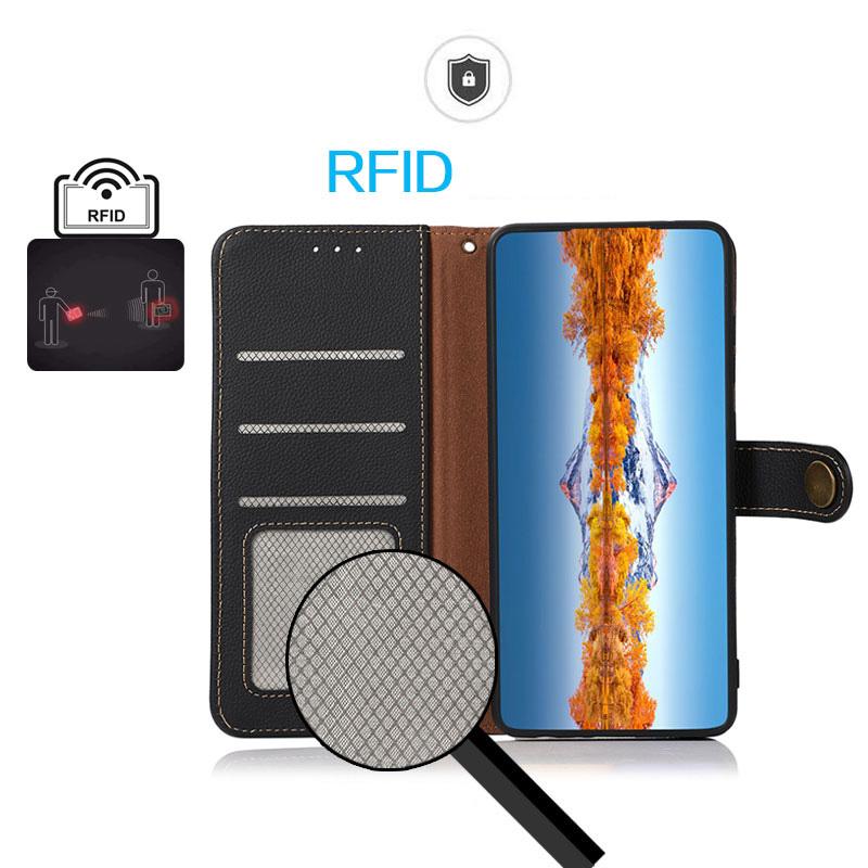For Motorola Edge 70 Max 5G KHAZNEH Custer Genuine Leather RFID Phone Case(Black)